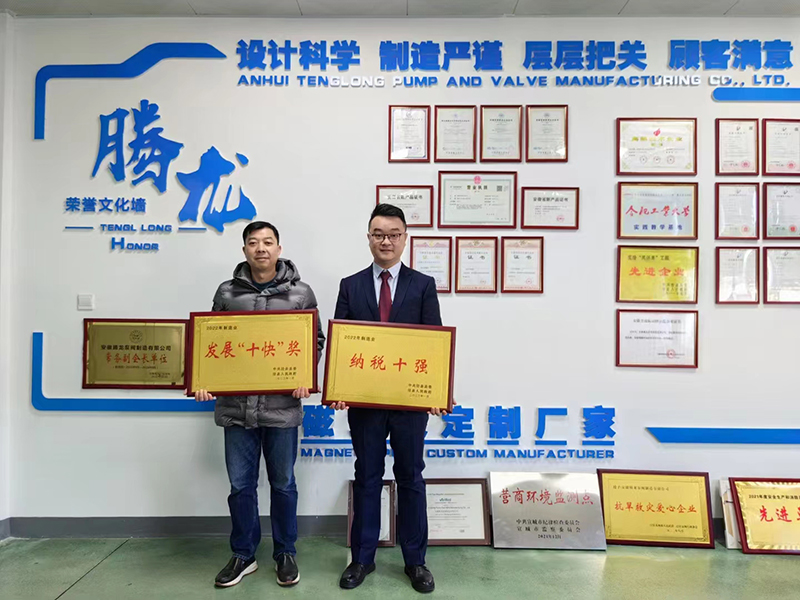 纳税十强,发展十快企业—腾龙泵阀